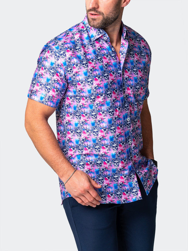 Maceoo Stretch Short-Sleeve Shirt | Galileo FlowerSkull Pink