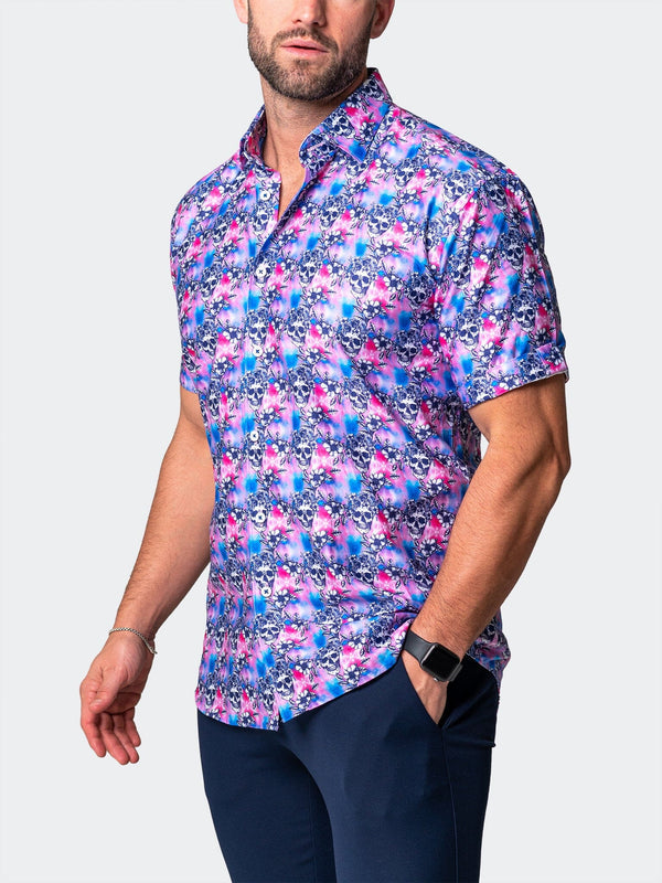 Maceoo Stretch Short-Sleeve Shirt | Galileo FlowerSkull Pink