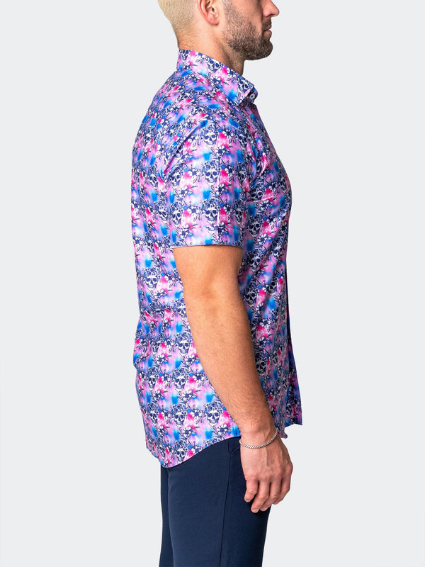 Maceoo Stretch Short-Sleeve Shirt | Galileo FlowerSkull Pink