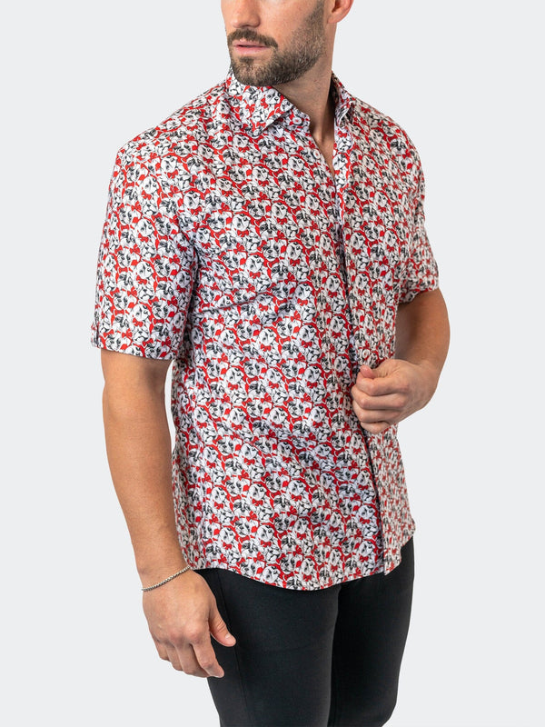 Maceoo Stretch Short-Sleeve Shirt | Galileo FrenchieBow Red