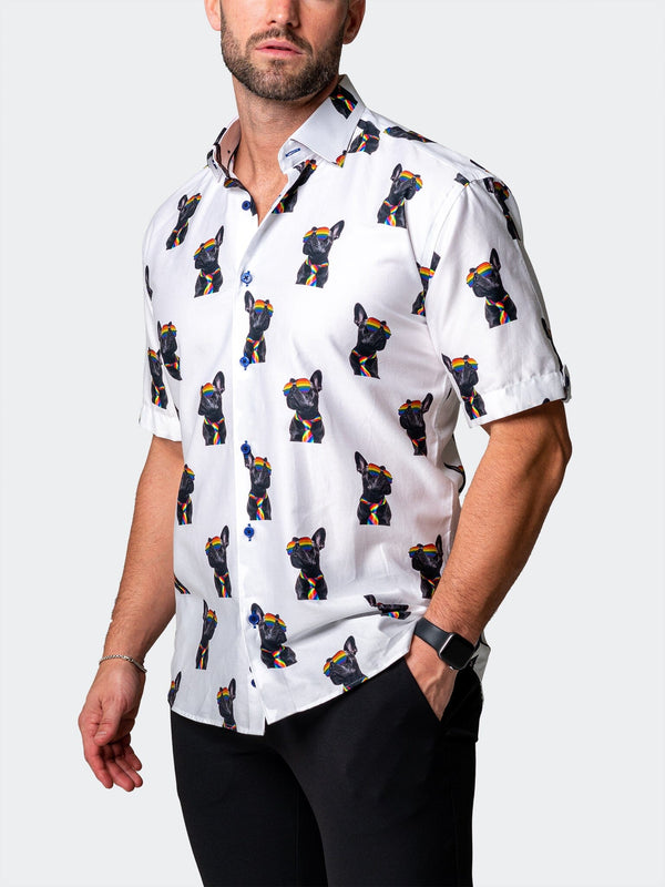 Maceoo Stretch Short-Sleeve Shirt | Galileo GlassesDog White