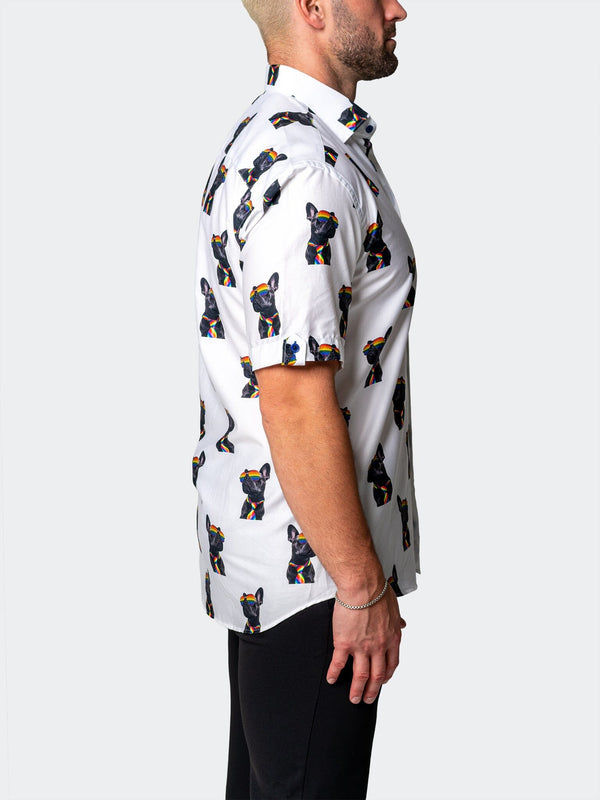 Maceoo Stretch Short-Sleeve Shirt | Galileo GlassesDog White