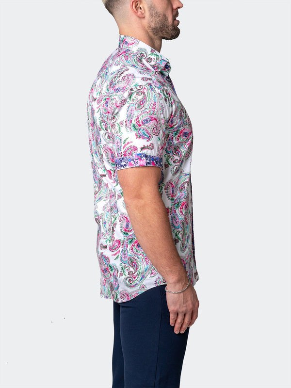 Maceoo Stretch Short-Sleeve Shirt | Galileo PaisleyFiesta White