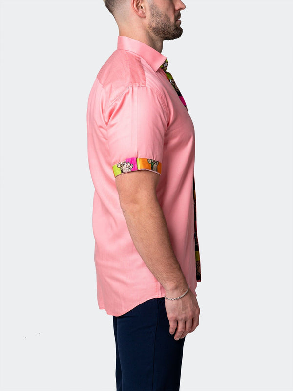 Maceoo Stretch Short-Sleeve Shirt | Galileo Pazole Pink