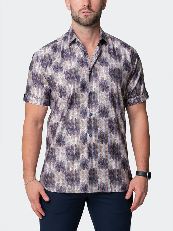 Maceoo Stretch Short-Sleeve Shirt | Galileo Puddle Brown