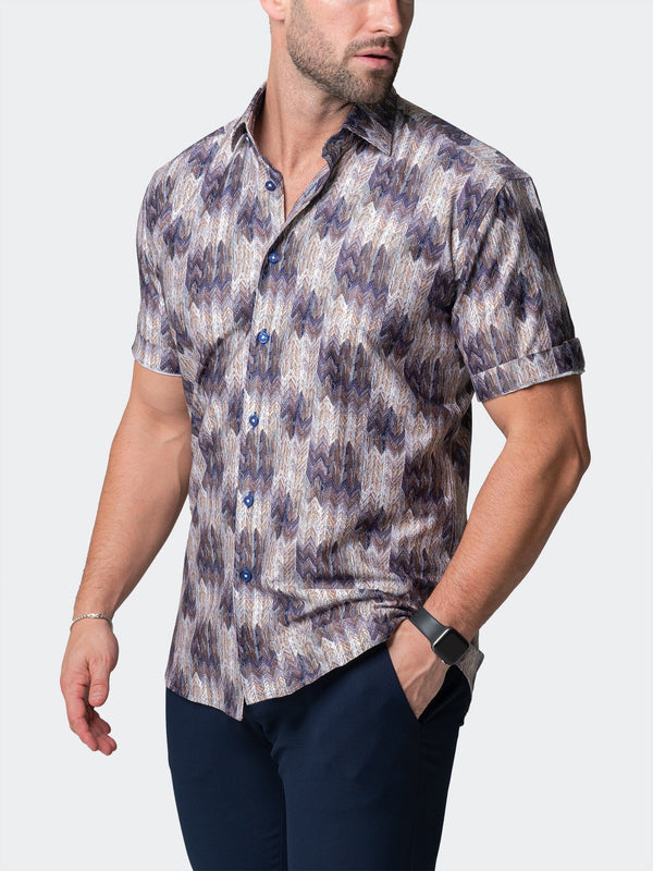 Maceoo Stretch Short-Sleeve Shirt | Galileo Puddle Brown