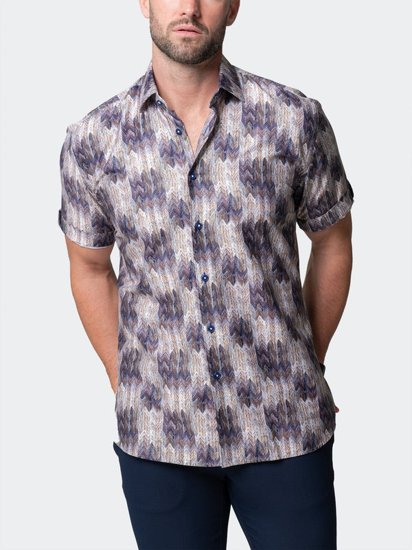 Maceoo Stretch Short-Sleeve Shirt | Galileo Puddle Brown