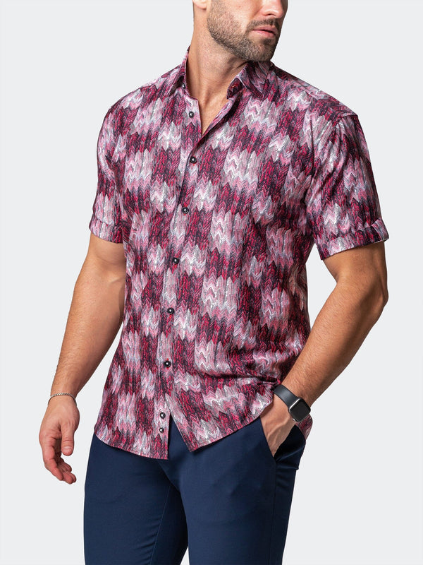 Maceoo Stretch Short-Sleeve Shirt | Galileo Puddle Red