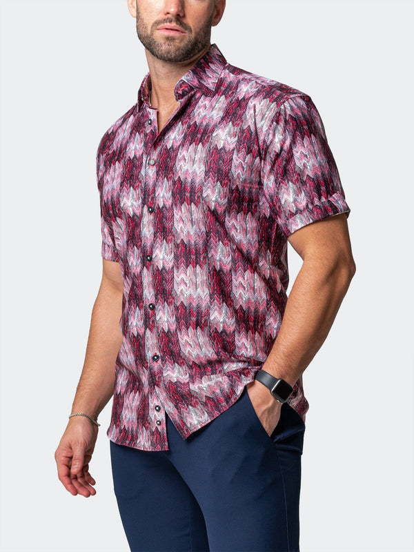 Maceoo Stretch Short-Sleeve Shirt | Galileo Puddle Red