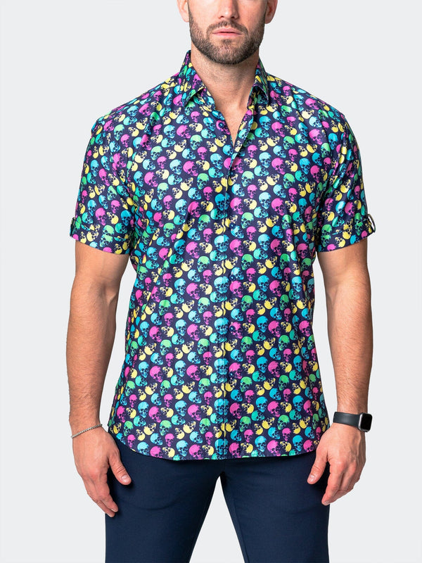 Maceoo Stretch Short-Sleeve Shirt | Galileo SkullPattern Multi