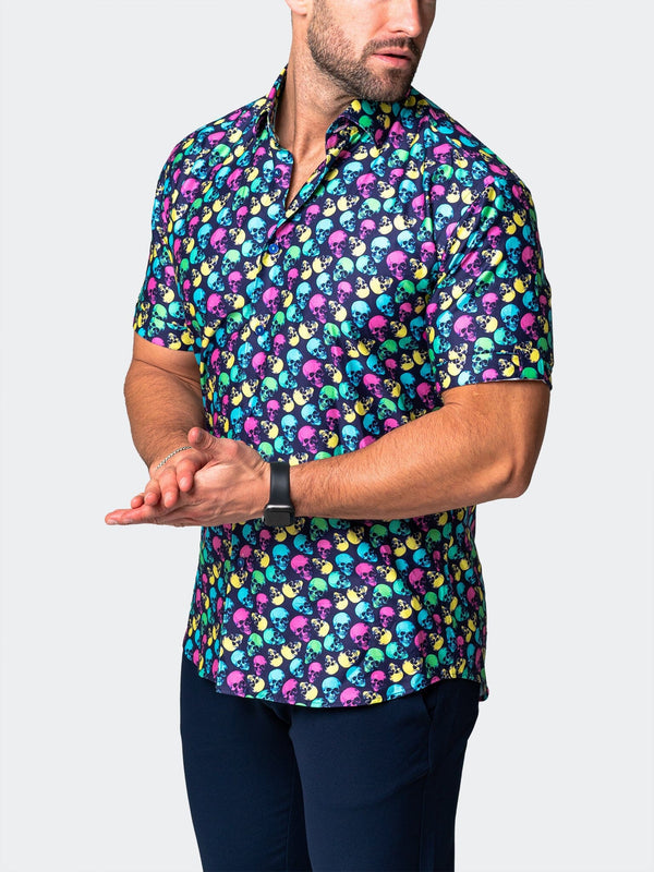 Maceoo Stretch Short-Sleeve Shirt | Galileo SkullPattern Multi