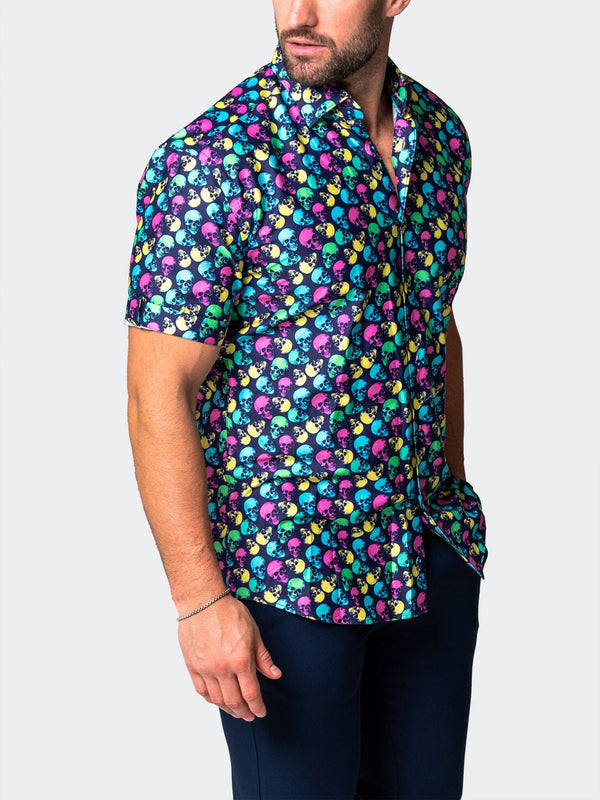 Maceoo Stretch Short-Sleeve Shirt | Galileo SkullPattern Multi