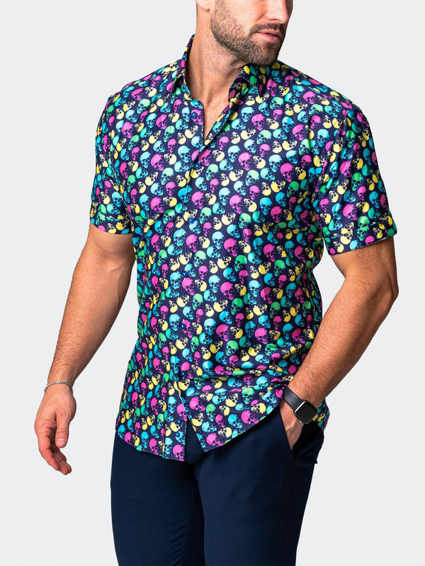 Maceoo Stretch Short-Sleeve Shirt | Galileo SkullPattern Multi