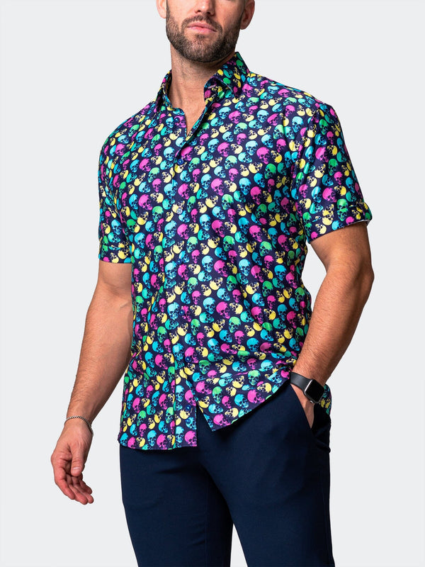 Maceoo Stretch Short-Sleeve Shirt | Galileo SkullPattern Multi