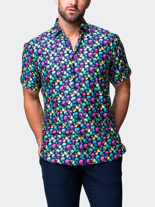 Maceoo Stretch Short-Sleeve Shirt | Galileo SkullPattern Multi