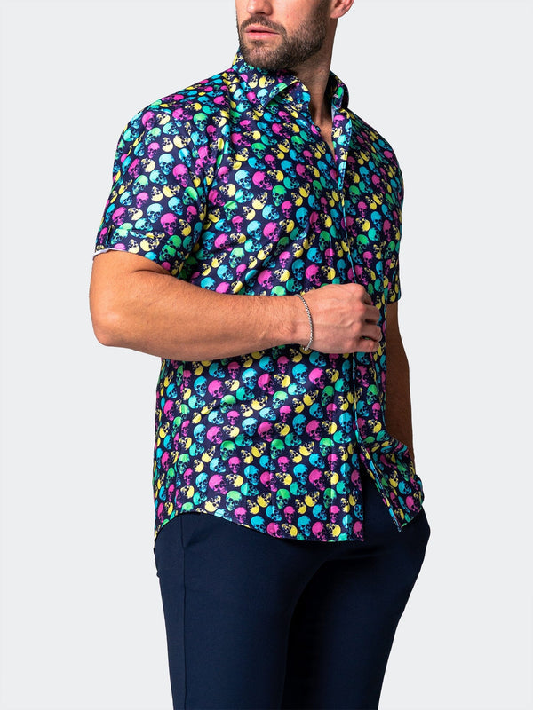 Maceoo Stretch Short-Sleeve Shirt | Galileo SkullPattern Multi