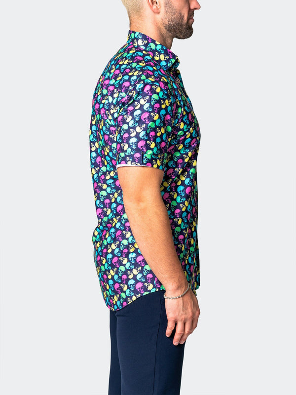 Maceoo Stretch Short-Sleeve Shirt | Galileo SkullPattern Multi