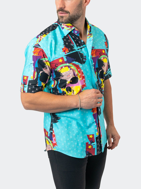 Maceoo Stretch Short-Sleeve Shirt | Galileo SkullStar 83 Blue