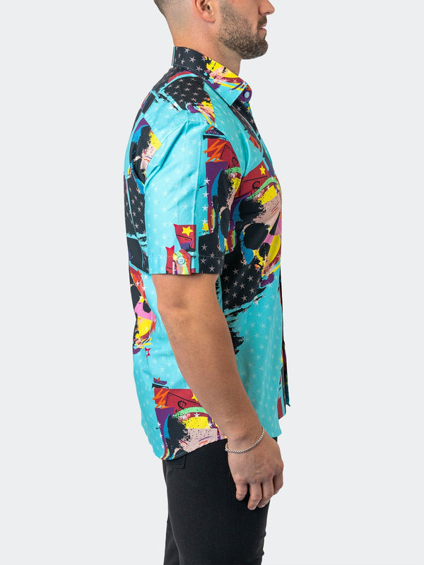 Maceoo Stretch Short-Sleeve Shirt | Galileo SkullStar 83 Blue