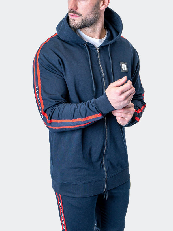 Maceoo Stretch Athletic Wear | Hoodie Leo NavyBlue