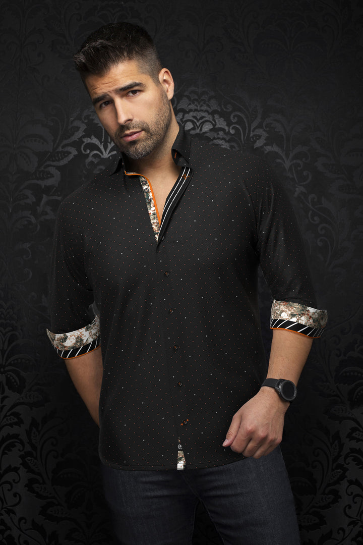 Au Noir Stretch Shirt | Lanzani Black Rust