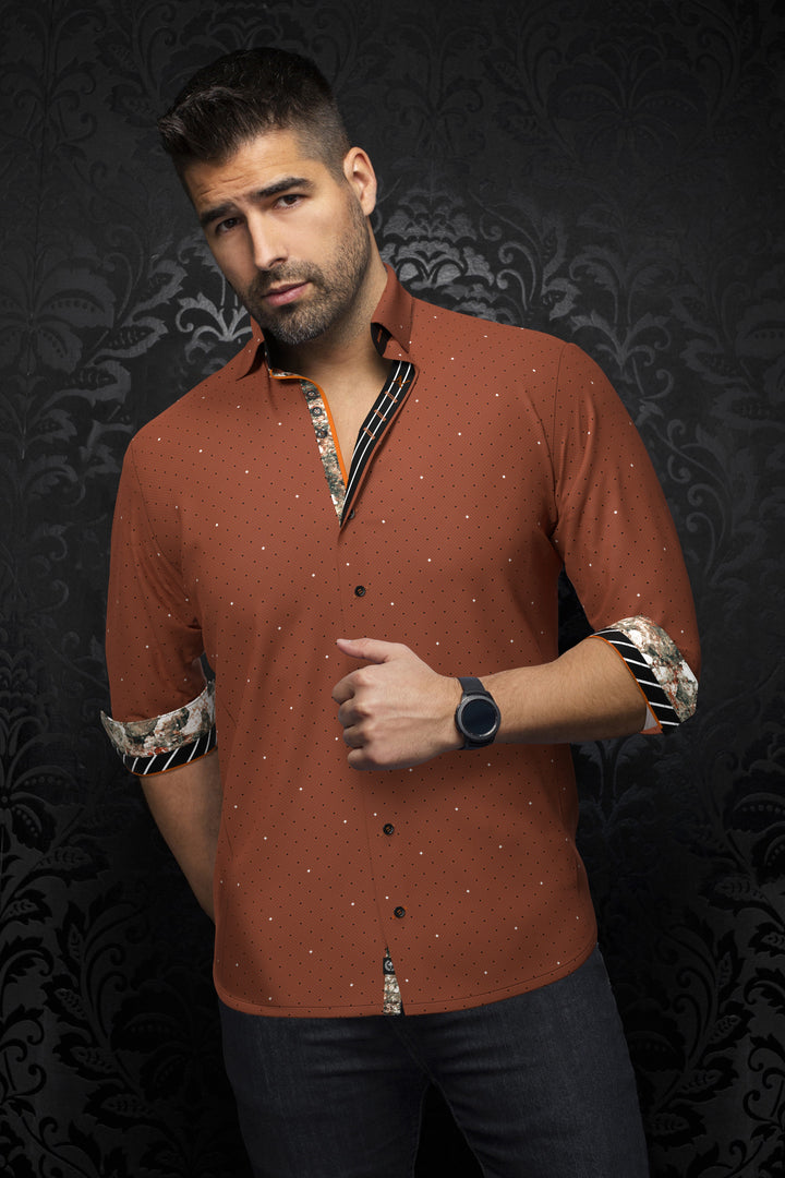 Au Noir Stretch Shirt | Lanzani Rust