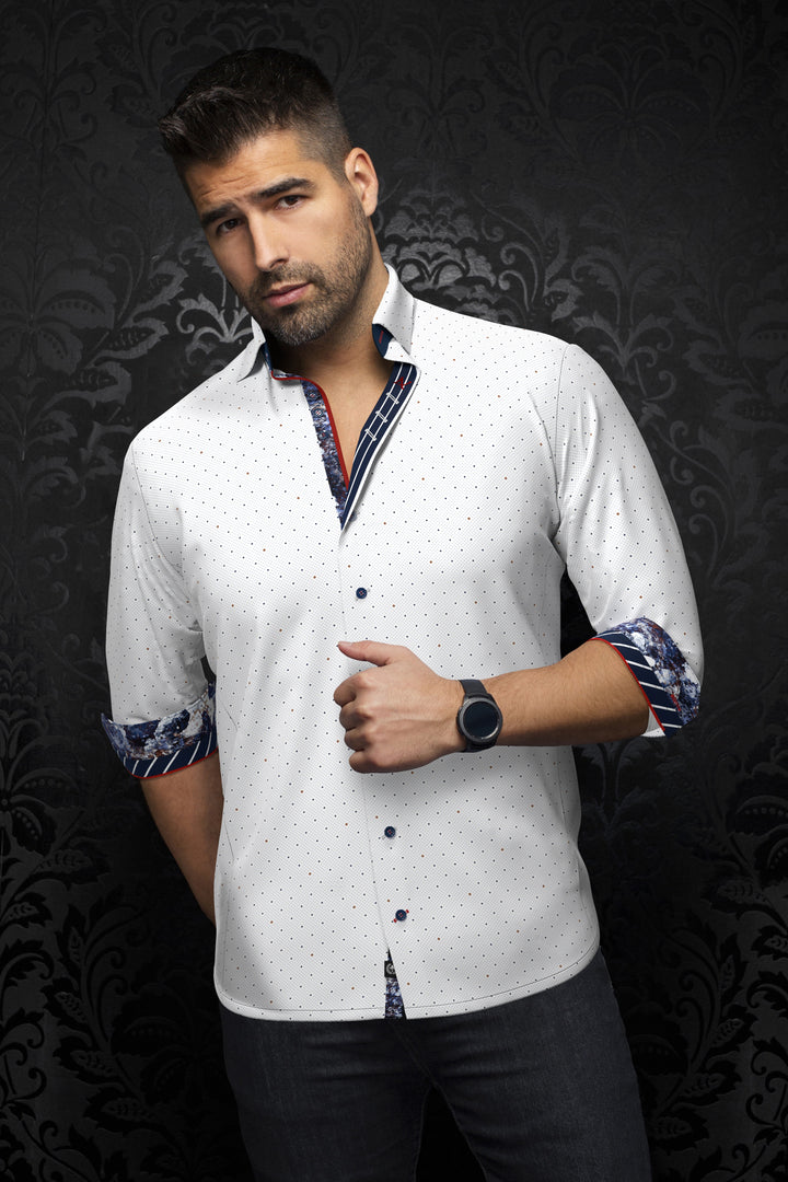 Au Noir Stretch Shirt | Lanzani White Tobacco