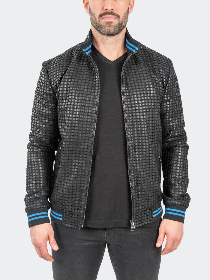 Maceoo Jacket | Leather Geometric Black