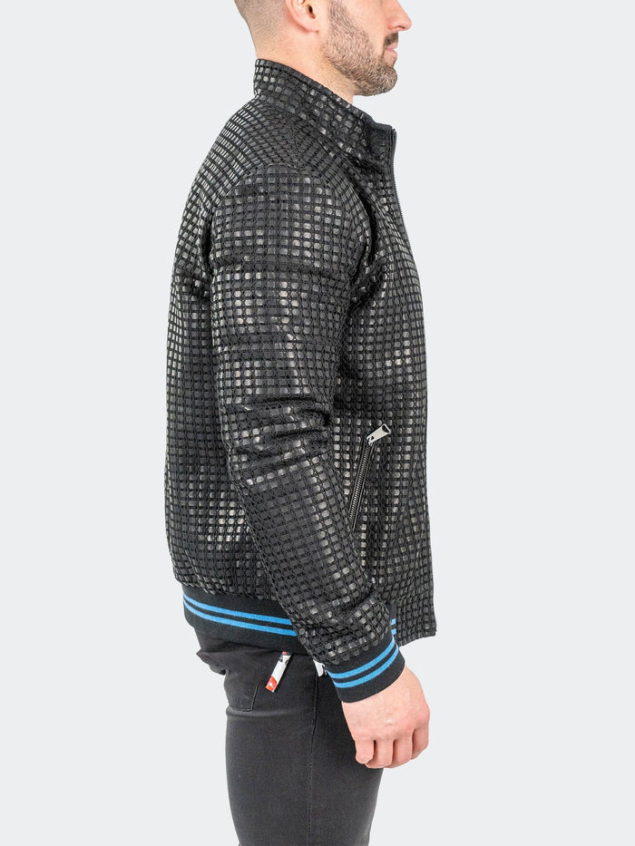 Maceoo Jacket | Leather Geometric Black