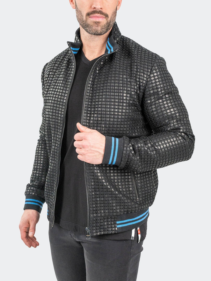 Maceoo Jacket | Leather Geometric Black