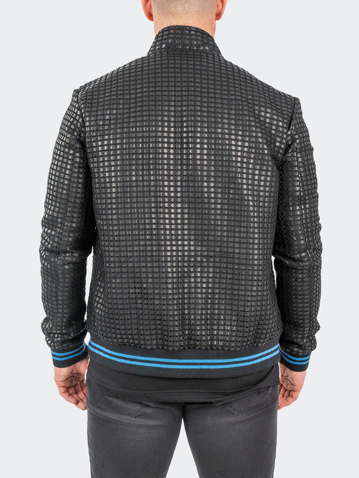 Maceoo Jacket | Leather Geometric Black