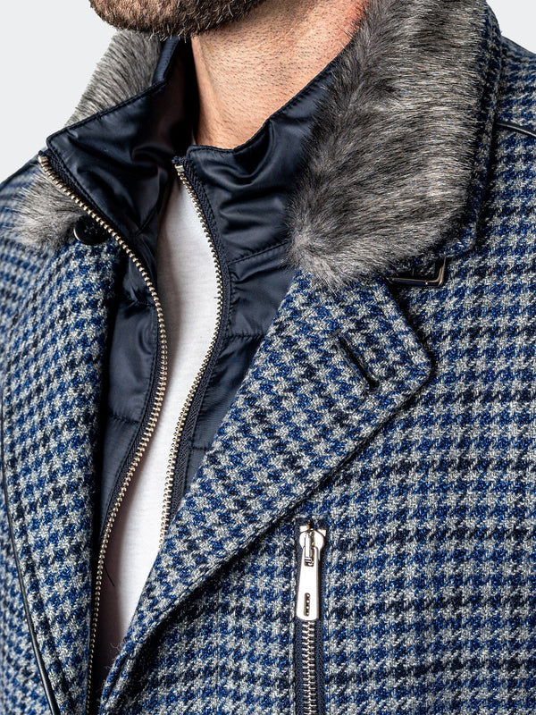 Maceoo Jacket | Peacoat HoundsTooth Blue