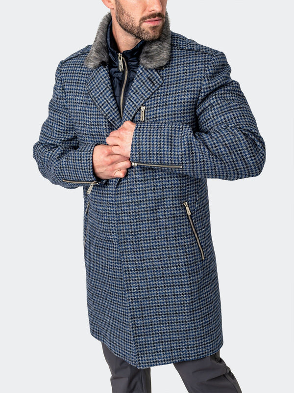 Maceoo Jacket | Peacoat HoundsTooth Blue