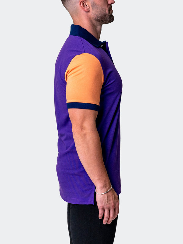 Maceoo Stretch Short-Sleeve Polos | Polo Mozart Block Tip Purple