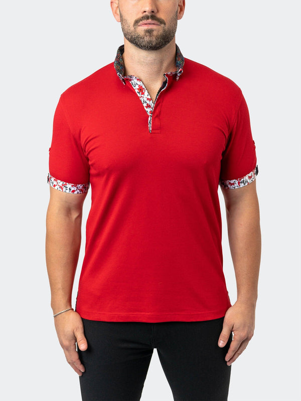 Maceoo Stretch Short-Sleeve Polos | Polo MozartSolid 32 Red