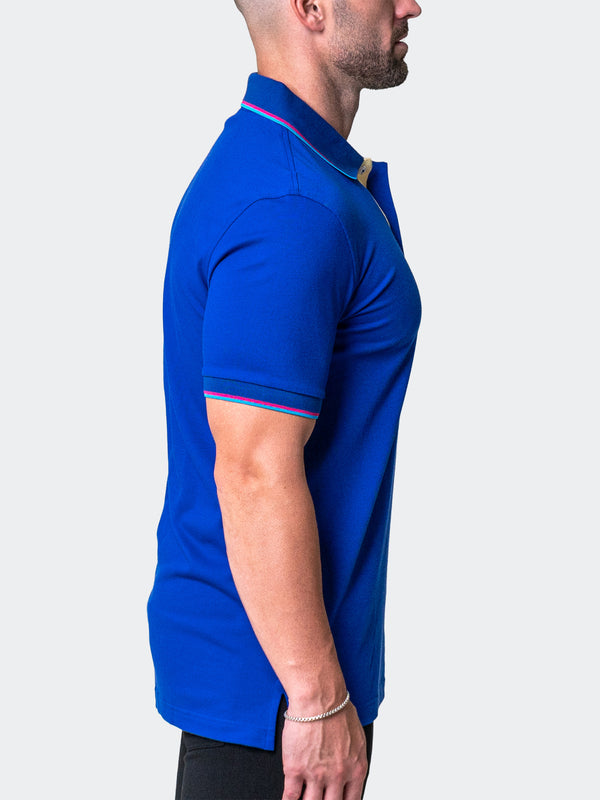 Maceoo Stretch Short-Sleeve Polos | Polo Mozart Two Tip Blue