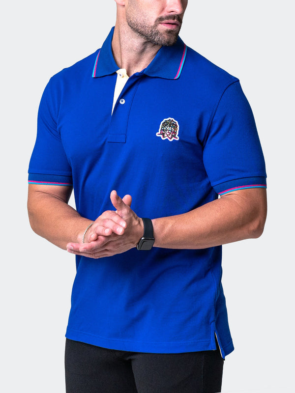 Maceoo Stretch Short-Sleeve Polos | Polo Mozart Two Tip Blue