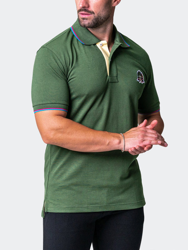 Maceoo Stretch Short-Sleeve Polos | Polo Mozart Two Tip Green