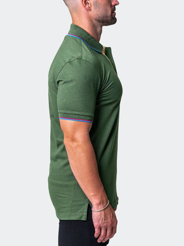 Maceoo Stretch Short-Sleeve Polos | Polo Mozart Two Tip Green