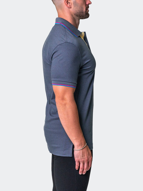 Maceoo Stretch Short-Sleeve Polos | Polo Mozart Two Tip Grey