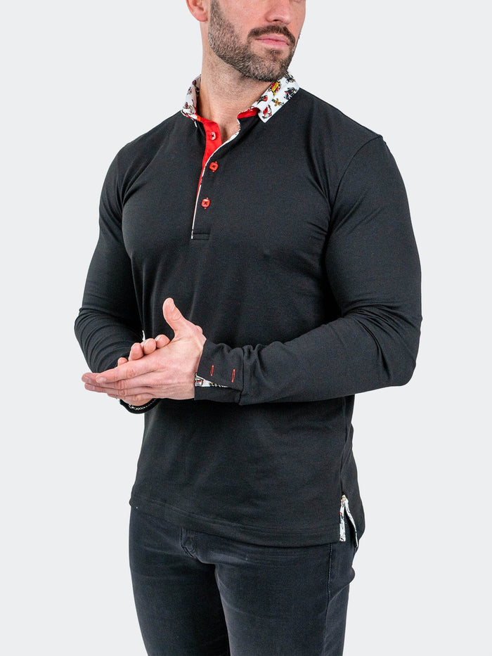 Maceoo Long Sleeves Polo | Polo NewtonSolidTattoo Black