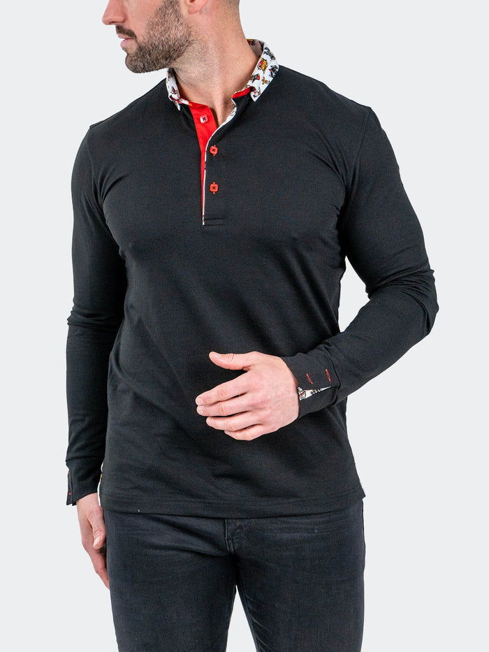 Maceoo Long Sleeves Polo | Polo NewtonSolidTattoo Black