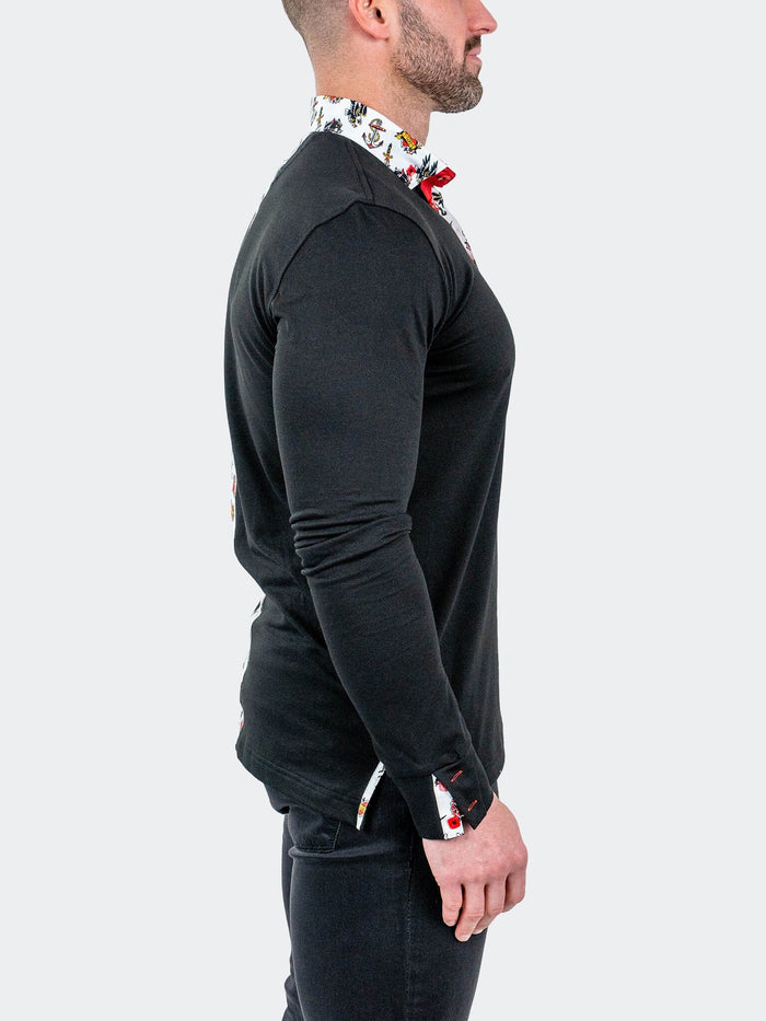 Maceoo Long Sleeves Polo | Polo NewtonSolidTattoo Black