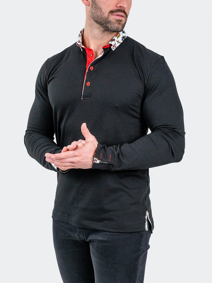 Maceoo Long Sleeves Polo | Polo NewtonSolidTattoo Black