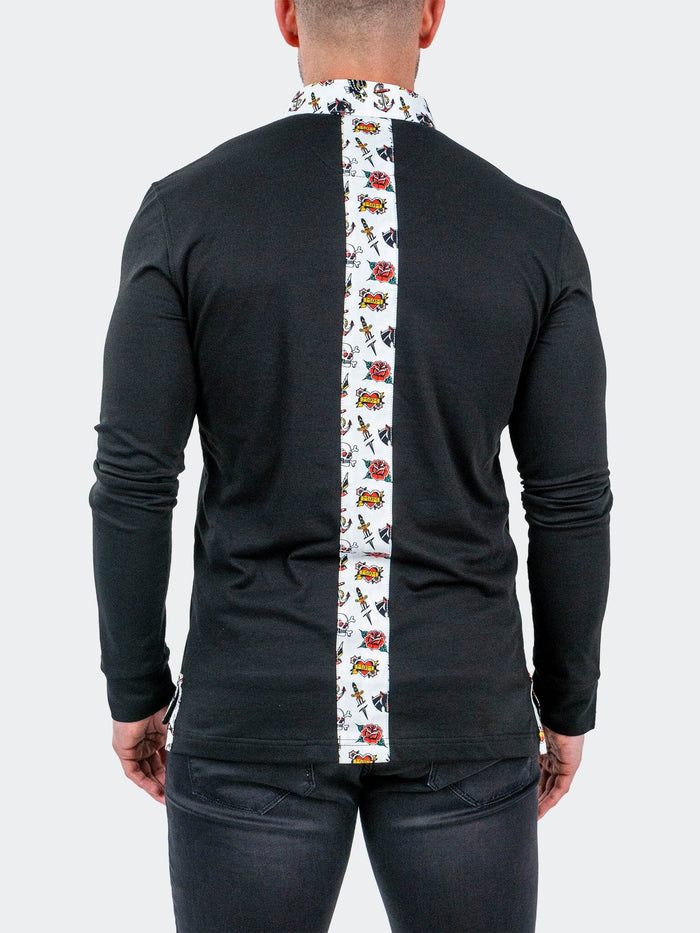 Maceoo Long Sleeves Polo | Polo NewtonSolidTattoo Black