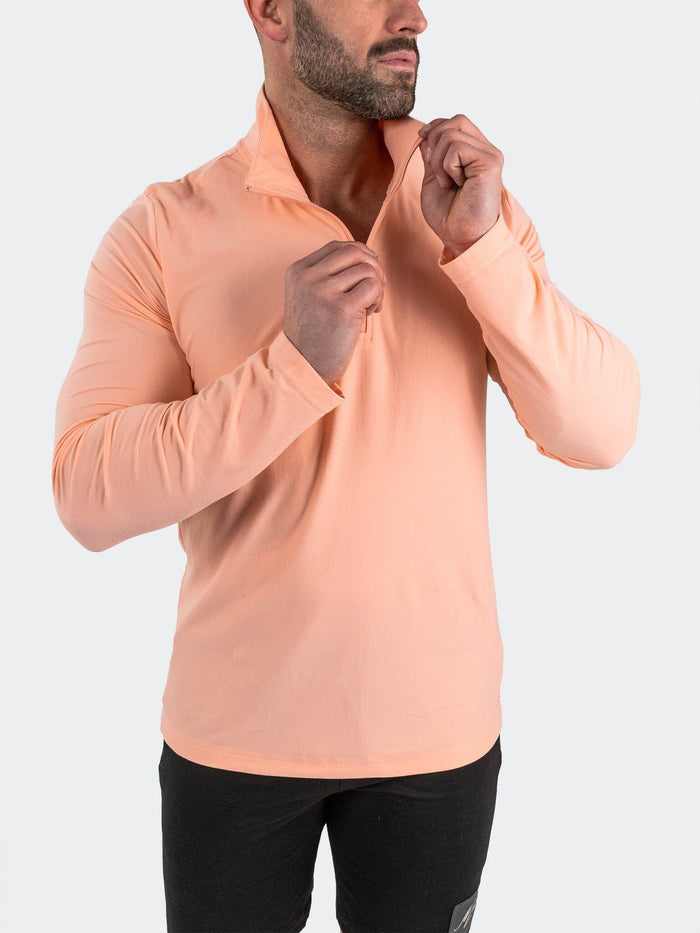 Maceoo Stretch Athletic Wear | QuarterZip Pop up22 Orange