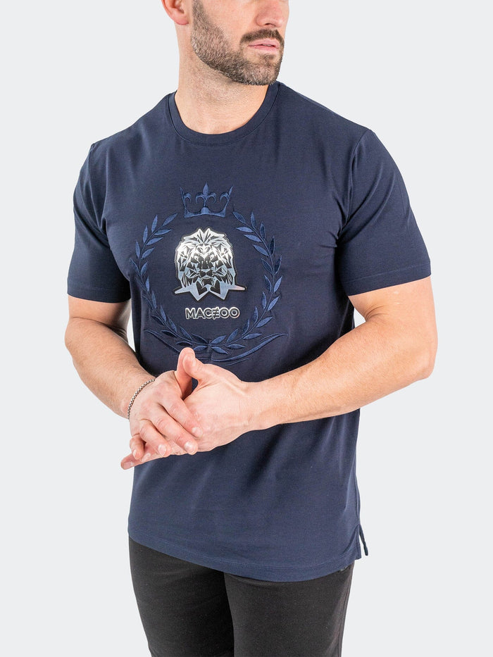 Maceoo Stretch Tshirts | Tee LionCrown Navy