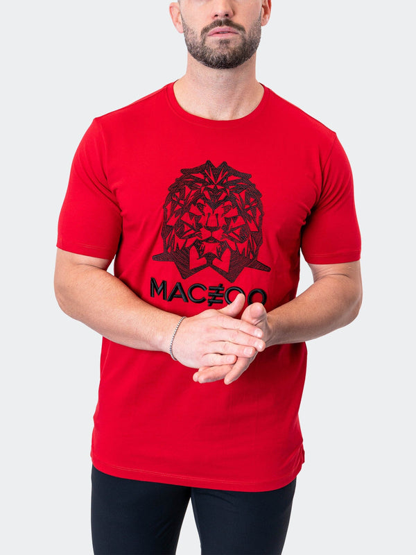 Maceoo Stretch Short-Sleeve Athletic Wear | Tee Mighty Mane Red