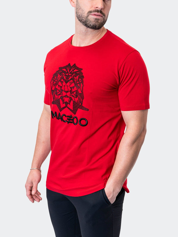 Maceoo Stretch Short-Sleeve Athletic Wear | Tee Mighty Mane Red