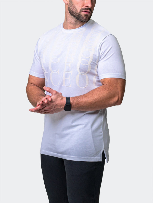 Maceoo Stretch Short-Sleeve Athletic Wear | Tee Repetition White